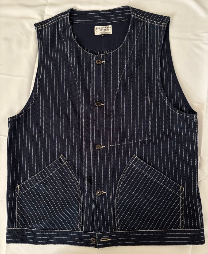 Schott ショット オールドヒッコリー デニムベスト XL ピンストライプ OLD HICKORY DENIM VEST/オールドヒッコリーデニムベスト | Schott