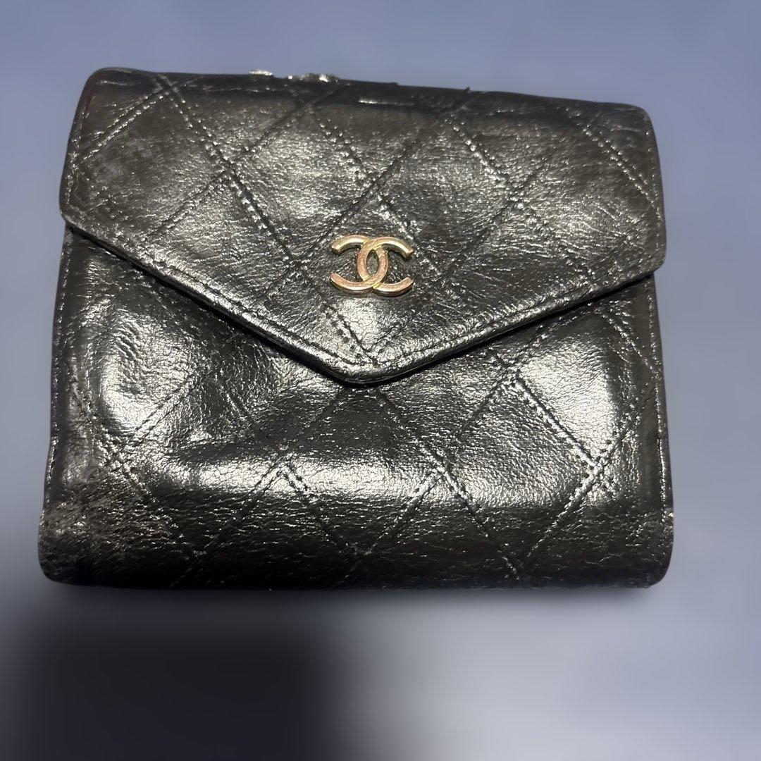 正規品　CHANEL ビコローレ ラムスキン 二つ折り財布 Wホック B (目立った傷や汚れなし)】□特価□ CHANEL シャネル ピコローレ W