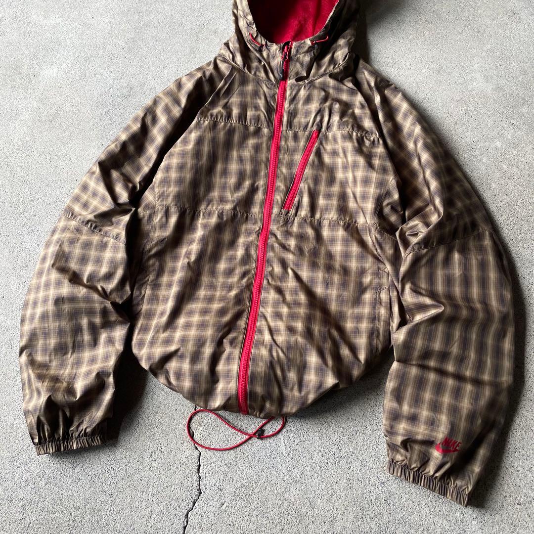 00s old nike check pattern shell jacket - メルカリ