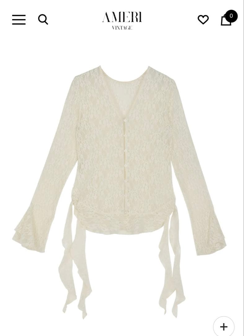 UND 2WAY CUT LACE FRILL TOP AMERI アイボリー UND 2WAY CUT LACE FRILL TOP