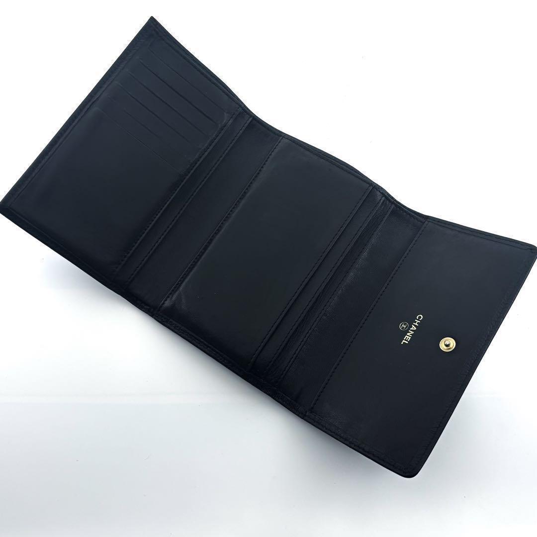 極美品✨】シャネル 財布 ココステッチ デカココ キャビア 三つ折
