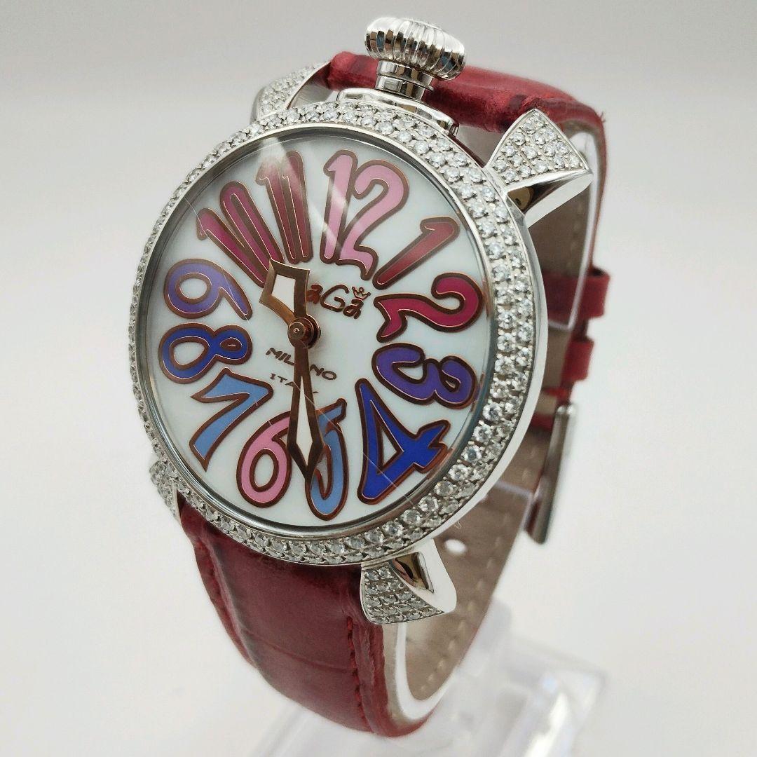 稼働品】ガガミラノ 腕時計 マヌアーレ40 ダイヤベゼル 2.10ct 電池式