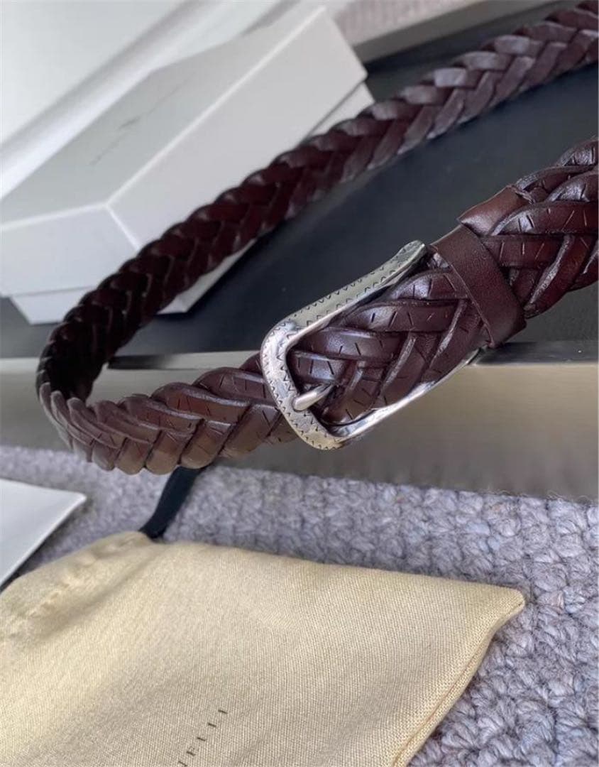 BRUNELLO CUCINELLI レザーベルト 編み上げ 90cm ブラウン - メルカリ