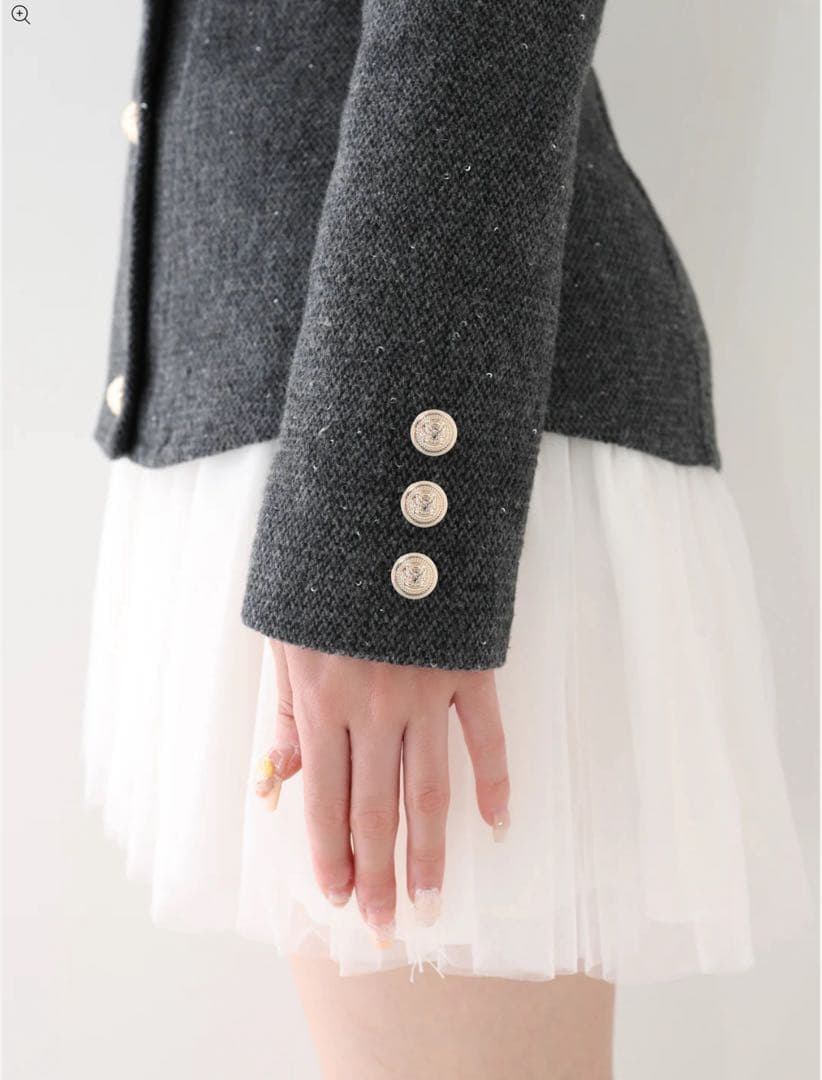 M me eme Wool herringbone tulle onepiece - メルカリ