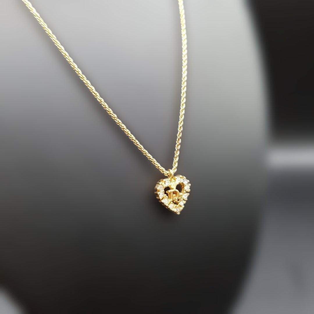 美品✨DIORディオール、Diorロゴハートネックレス、ヴィンテージY2K