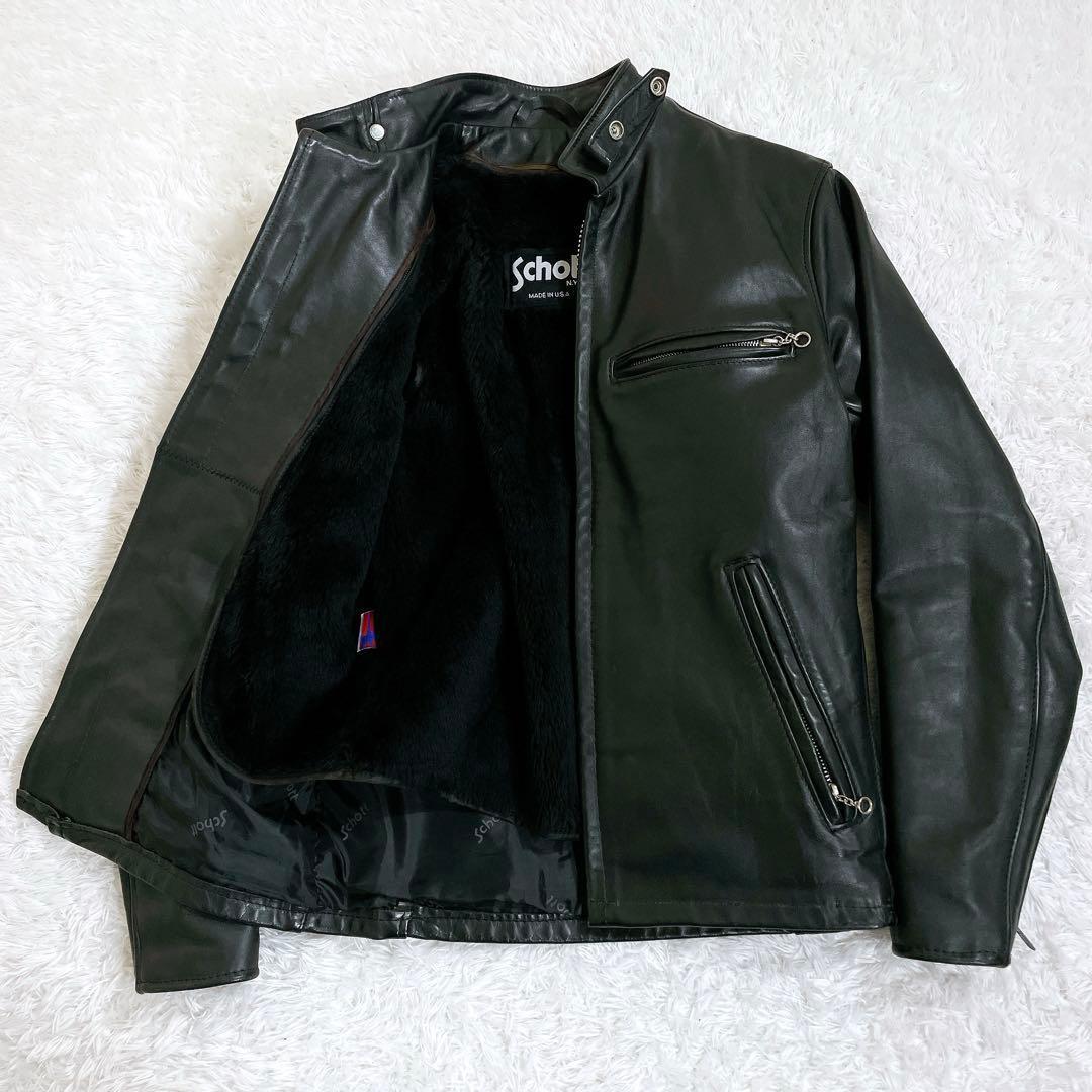 Schott 641 シングルライダース ボアライナー付き USA製 34 黒 - メルカリ