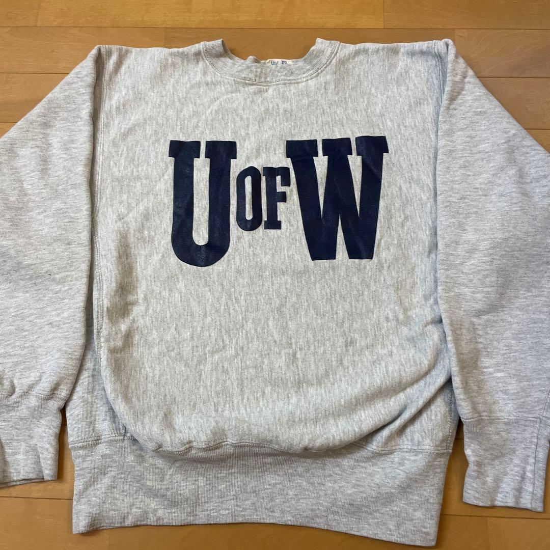 G*O様 80s UofW 袖目無し チャンピオン リバースウィーブ スウェット 80s USA製 Championチャンピオン 無地 目無し リバースウィーブ