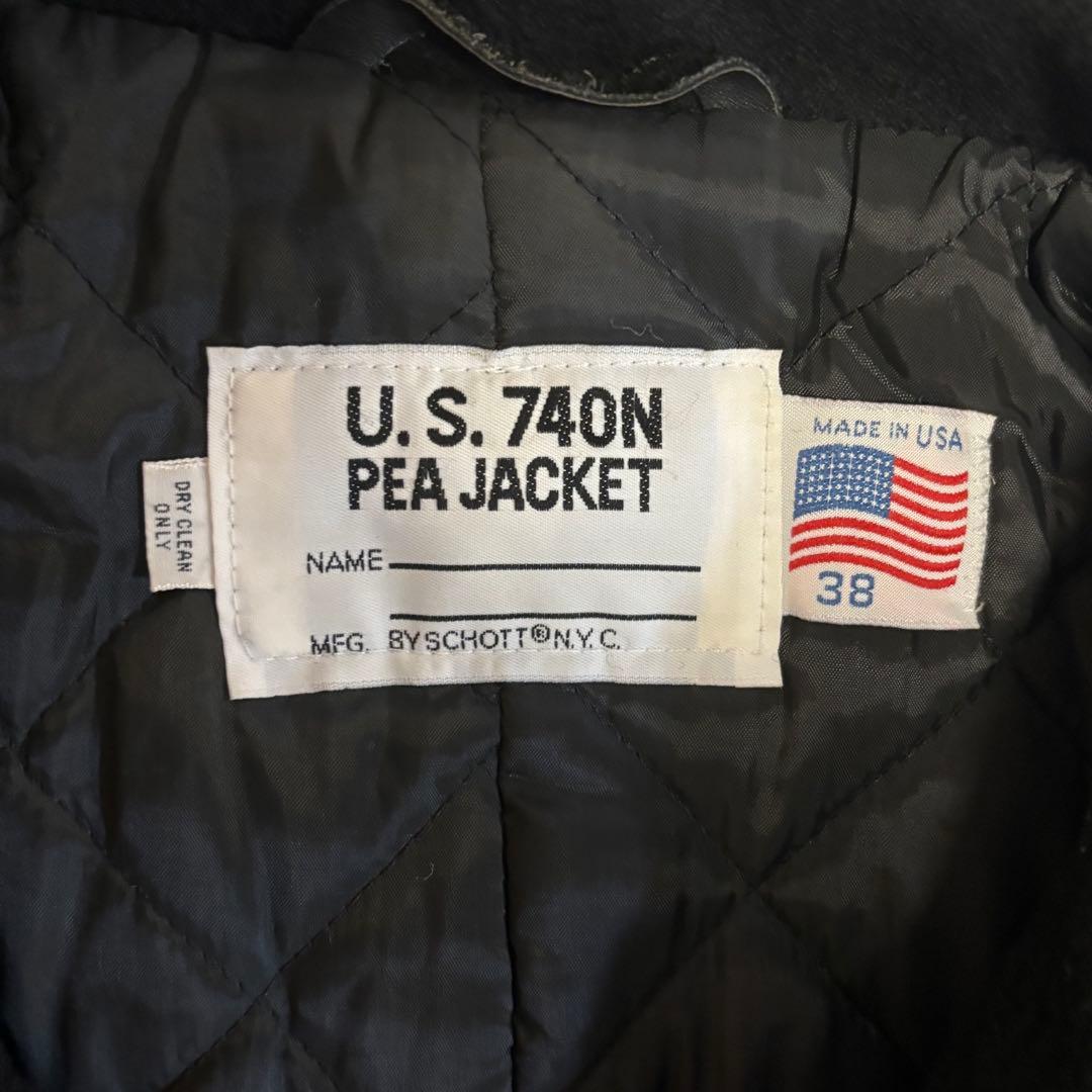 美品　Schott ショット U.S.740N Pコート38 黒 USA製