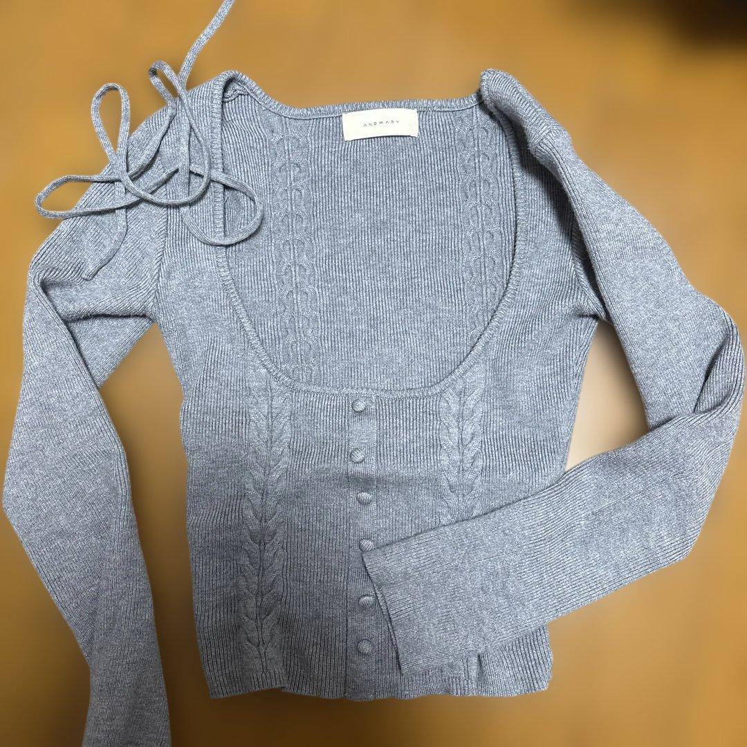 andmary Sharon ribbon tops gray - メルカリ