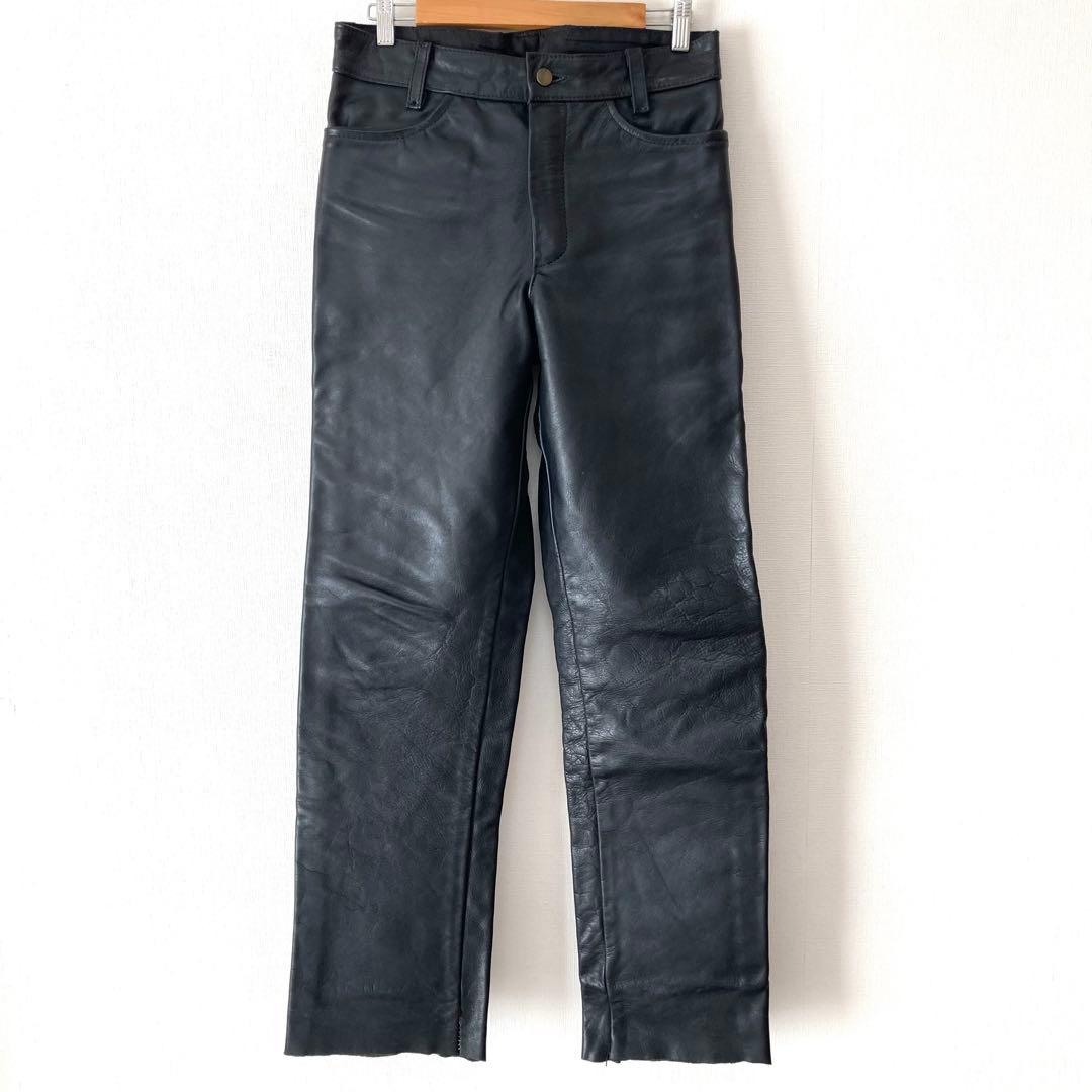 USA製VANSONバンソン☆本革レザーパンツ32ブラック黒ライダースパンツ