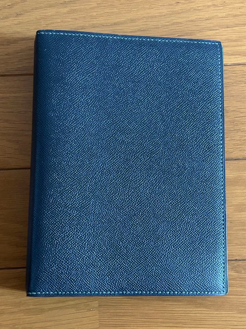 HERMES ネイビー レザー システム手帳 システム手帳A5ネイビー十字カットポケット210624 | 革工房ノーツ