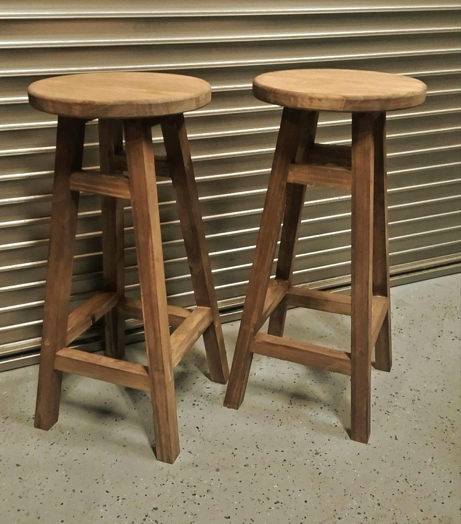 木製 丸イス スツール ハンドメイド 座面高61cm　2脚 木製 丸イス スツール ハンドメイド 座面高40cm 2脚 - メルカリ
