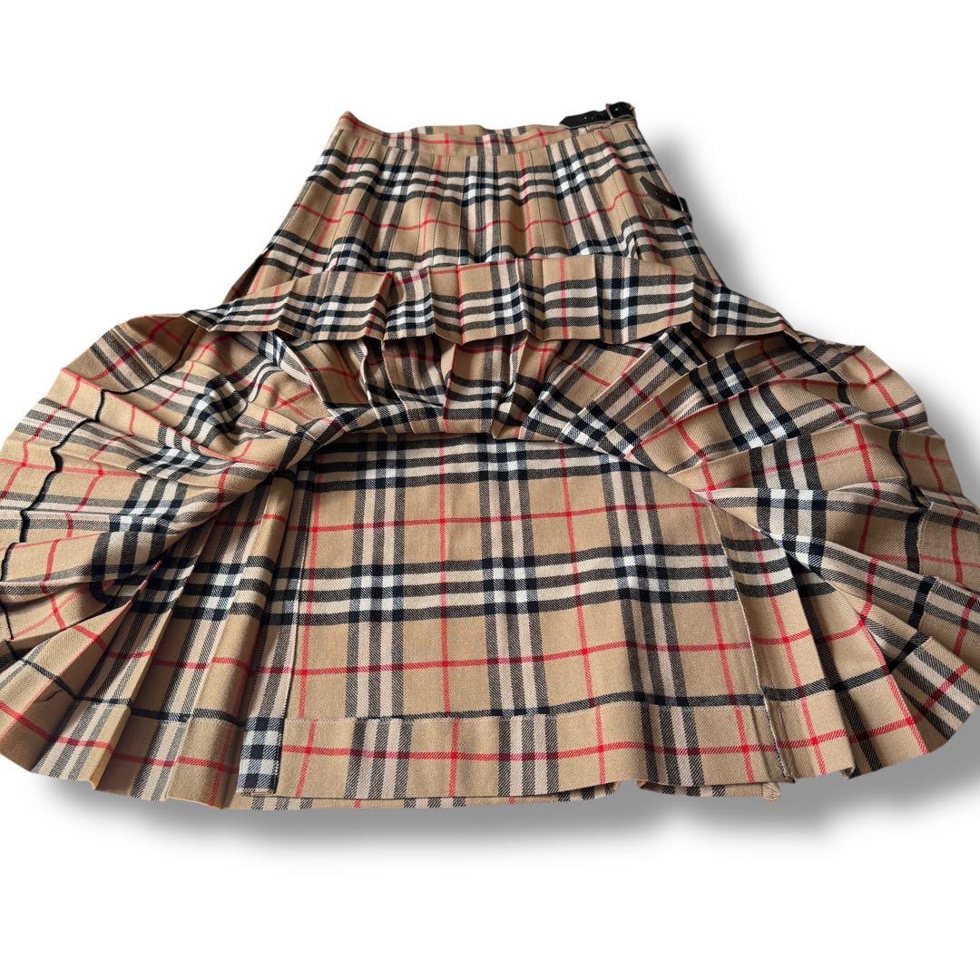 Burberry バーバリー ノバチェック プリーツスカート ロング 牛革