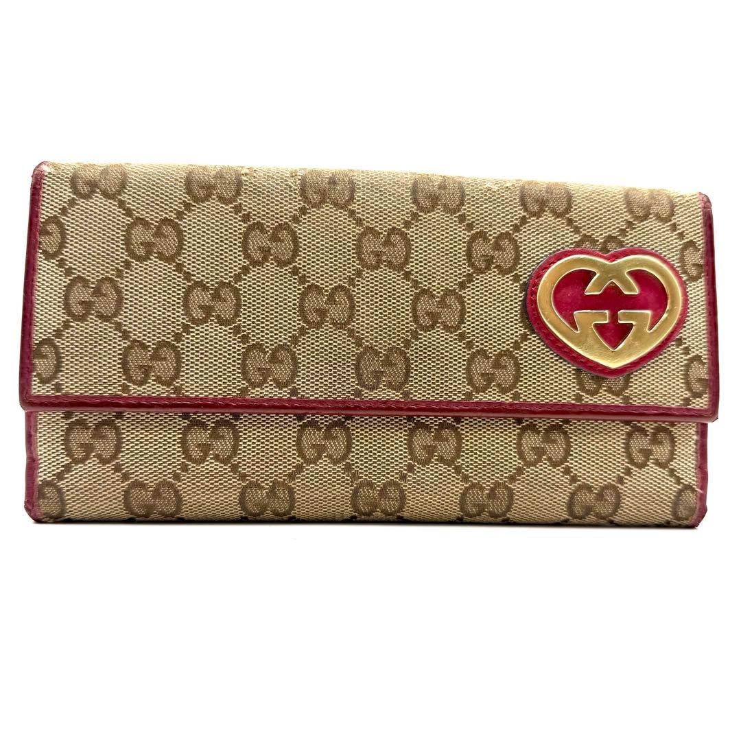 極美品✨GUCCI ラブリーハート GGキャンバス ゴールド金具 長財布