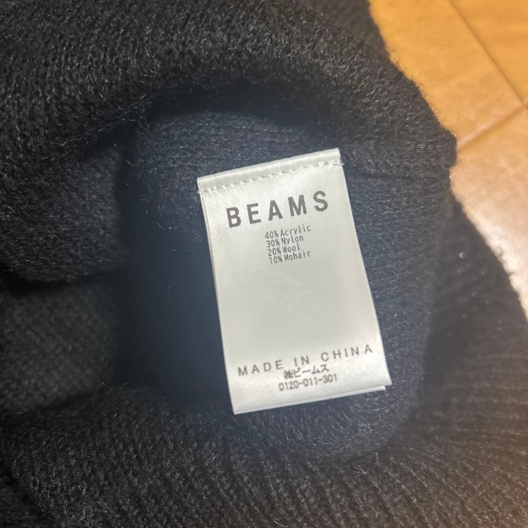 BEAMS モヘア混 シャギー ニットカーディガン ブラック M ビームス