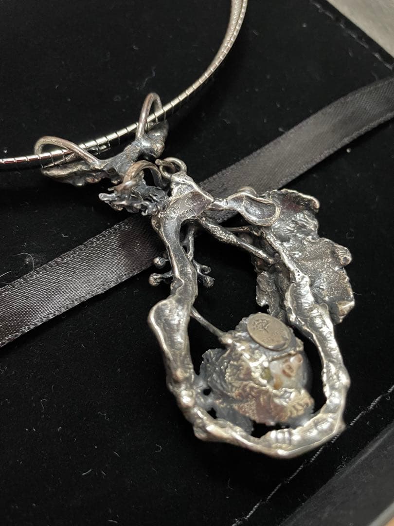 創作工房 KENZO チョーカー silver 黒真珠 花モチーフ13mm
