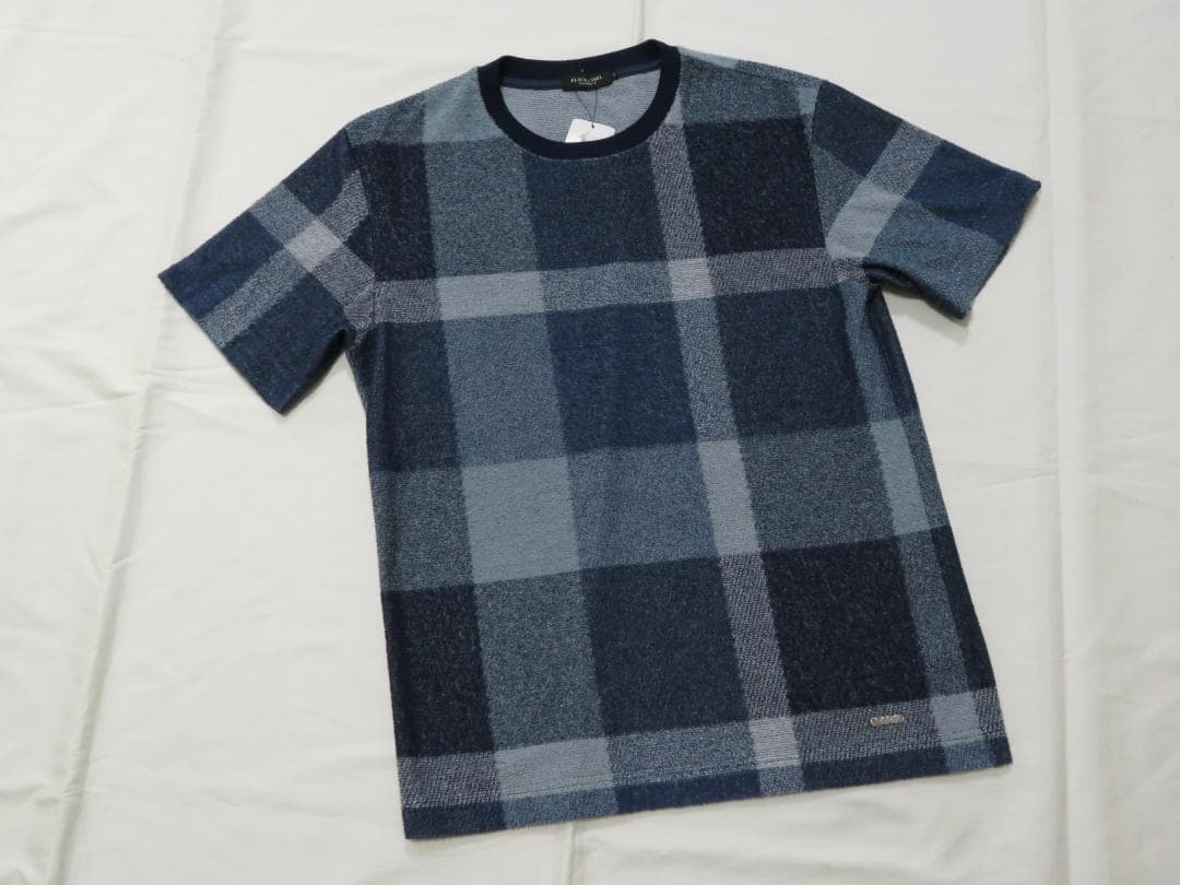 ブラックレーベルクレストブリッジ　半袖チェックカットソー　Mサイズ 　青系 ブラックレーベルクレストブリッジ 半袖チェックカットソー Mサイズ 青