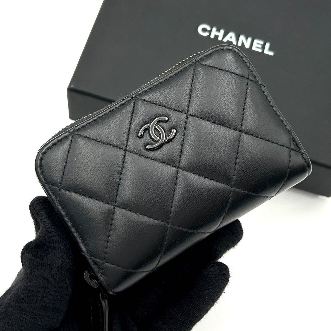 【激レア】シャネル マトラッセ ケース ソーブラック カードケース 希少ソーブラック！ミニ財布としても◎CHANELカードケース (CHANEL