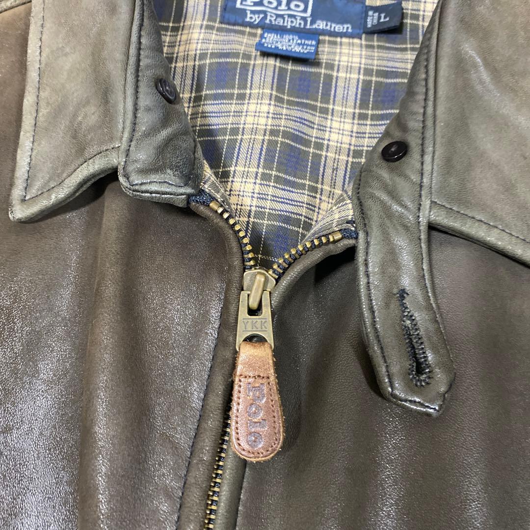 oasis polo ラルフローレン レザージャケット ブラウン L 90s - メルカリ