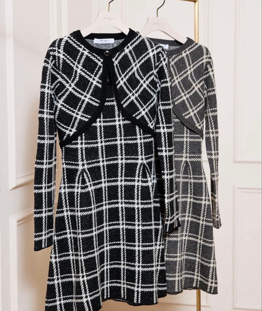her lip to Pantheon Checked Knit Dress - メルカリ