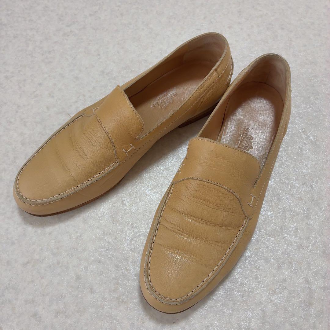 エルメス HERMES Hステッチ レザーローファー 23cm ベージュ 中古・古着通販】HERMES (エルメス) コンスタンス Hロゴ ローファー