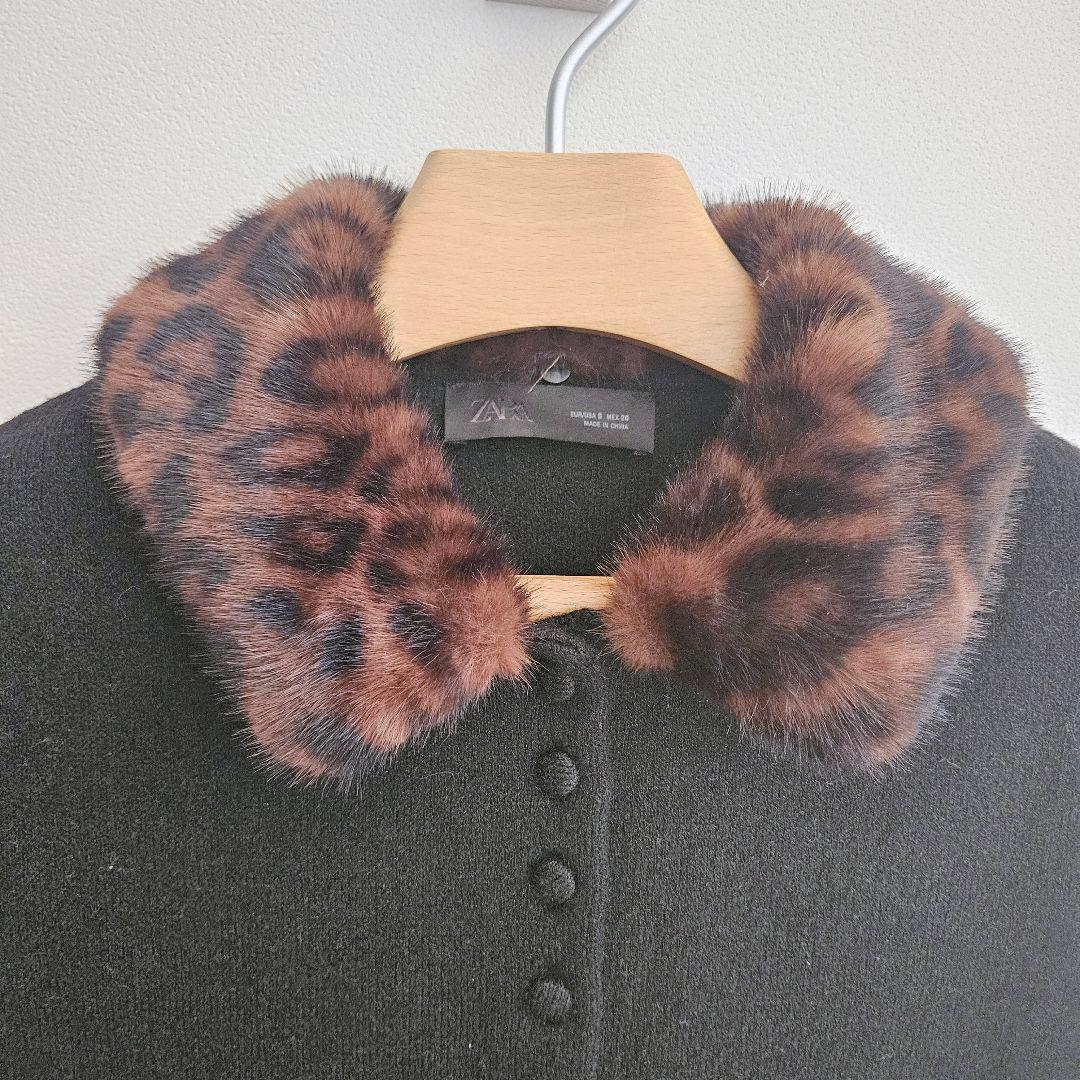 限定値下げ✨ZARA フェイクファー襟 ニットジャケット 黒 S 2WAY