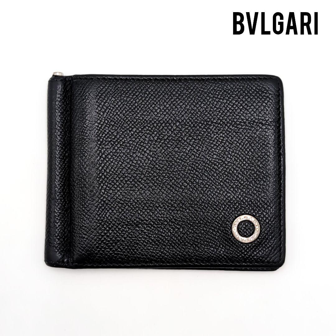 BVLGARI　ブルガリマン　二つ折り　マネークリップ　本革　ブラック　IC認証 BVLGARI ブルガリマン 二つ折り マネークリップ 本革 ブラック IC認証