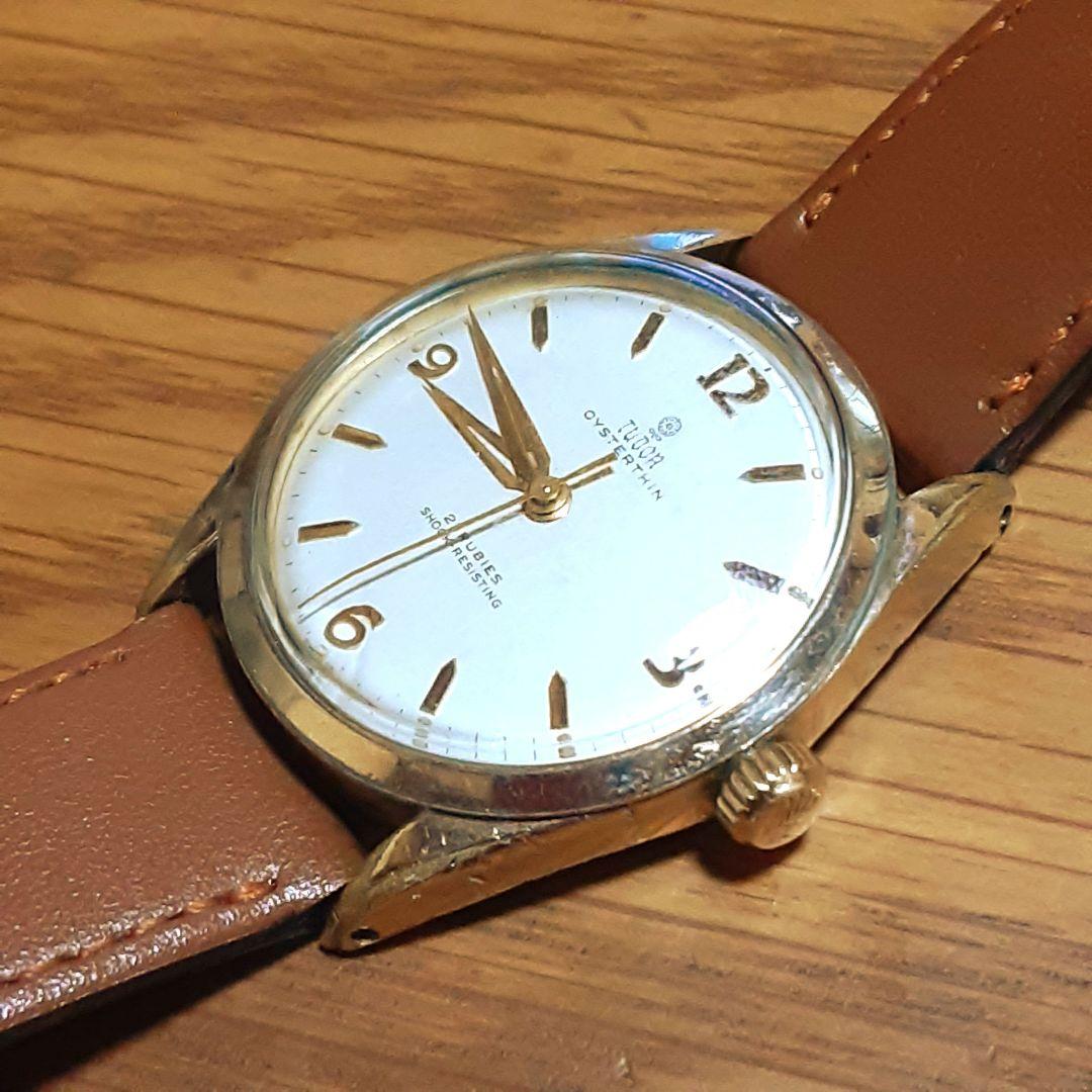 チューダー　オイスター　ゴールドインデックス　7960　手巻きメンズ腕時計 チュードル オイスター デカバラ ブラックダイアル＆ゴールド