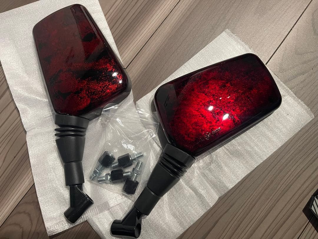 バイク ナポレオンミラー カスタム 塗装 コルク半 ヘルメット 三段シート 新品塗装 赤白 日章 コルク半 ヘルメット 鏡面仕上げ ツヤツヤの通販