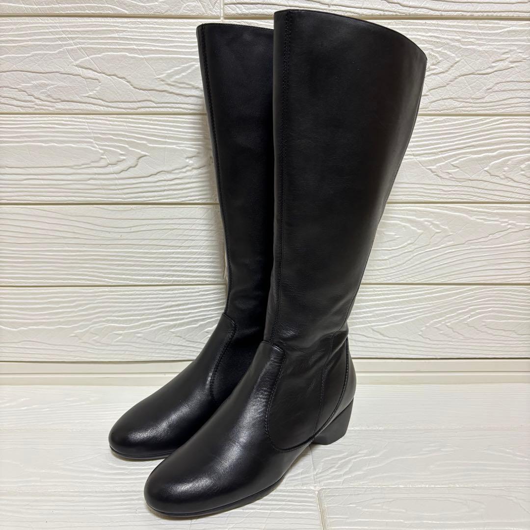 極美品】fitfit ロングブーツ ブラック レザー サイドジップ 23.5