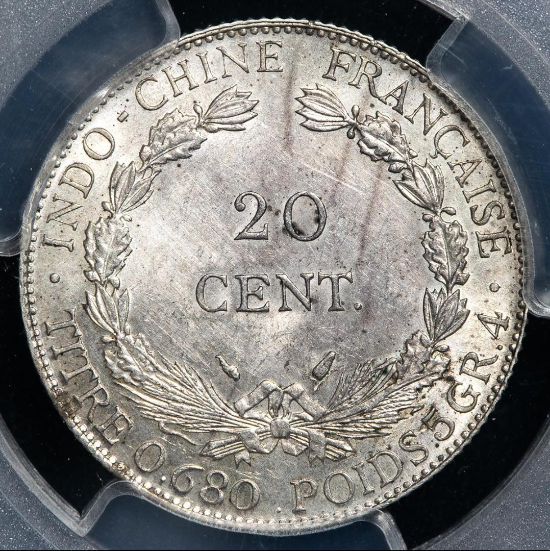 PCGS-MS62 フランス領インドシナ 1937 女神座像 1年タイプ 銀貨