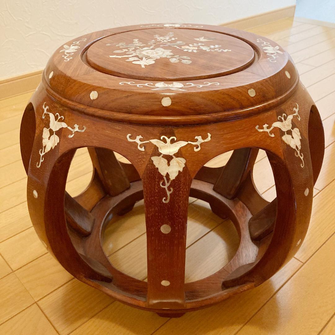 螺鈿細工 丸型座卓 丸椅子 スツール 腰掛け 中国美術 工芸品 螺鈿細工 丸椅子 スツール 腰掛け 中国美術 工芸品 - メルカリ
