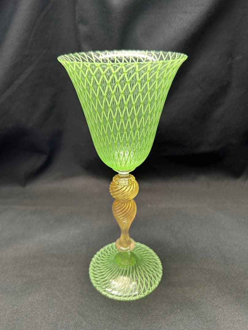 ベネチアングラスSeguso緑色網目模様ガラスカップ 楽天市場】薩摩切子 二色猪口 大 cut208 蒼黄緑 ルリ緑 二色衣 二色