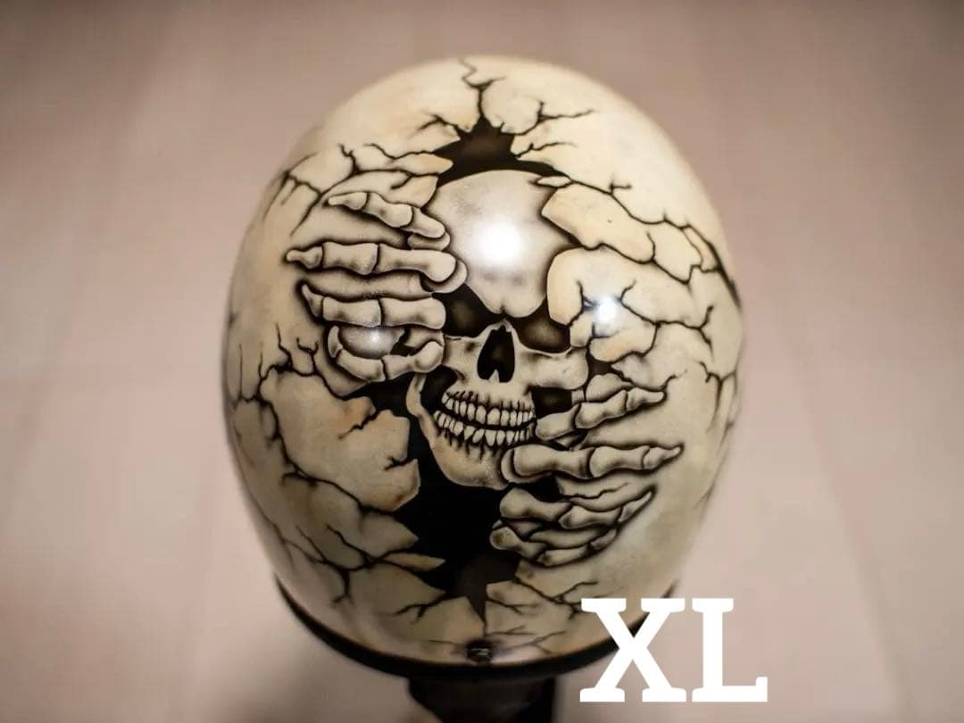 XL 極小帽体　500tx スモールジェット　アイボリーエイジング割れドクロ Blowout 公道使用不可 500TX スモールジェット ヘルメット アイボリー