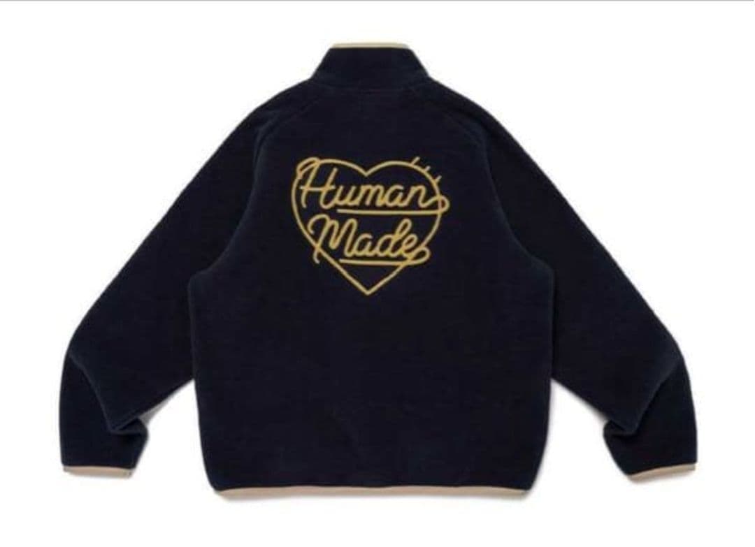 美品 Human Made ネイビー フリースジャケット ハーフジップ Lサイズ HUMAN MADE(ヒューマンメイド) Fleece Half-Zip Jacketフリース
