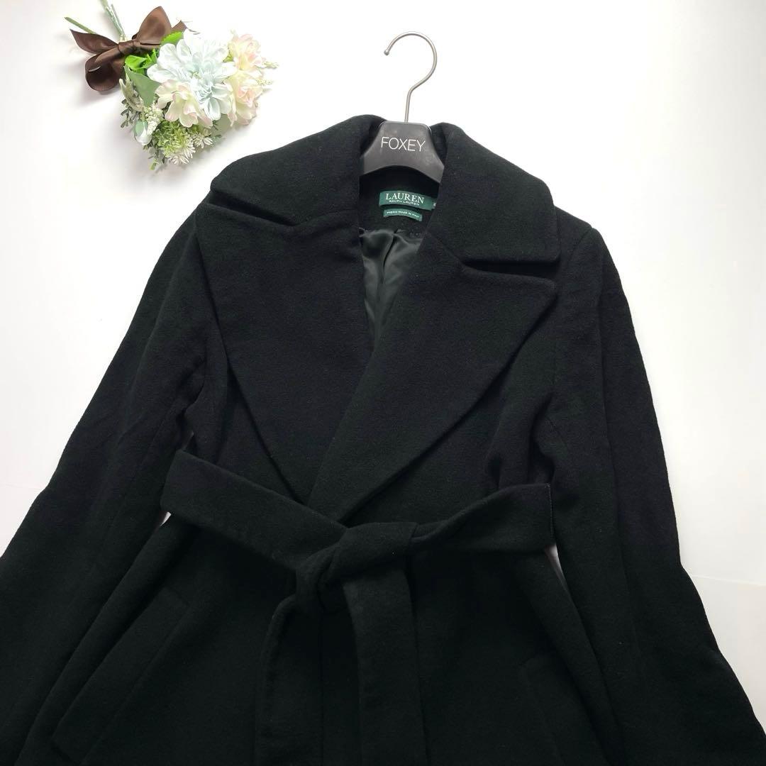 高級感✨ラルフローレン ロングコート カシミヤ 黒 ベルト 大きい