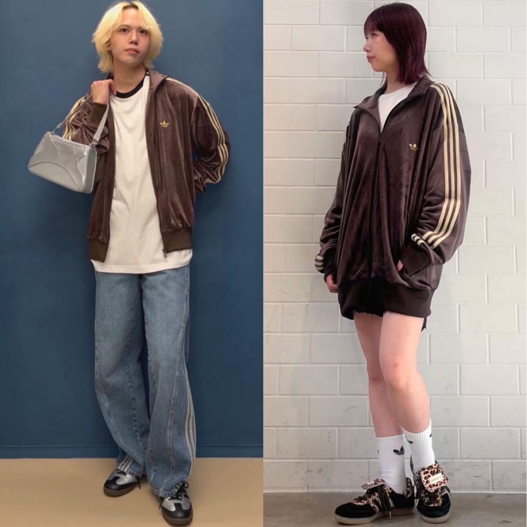 新品M⭐️adidas ファイヤーバード ベロア トラックトップ ダーク