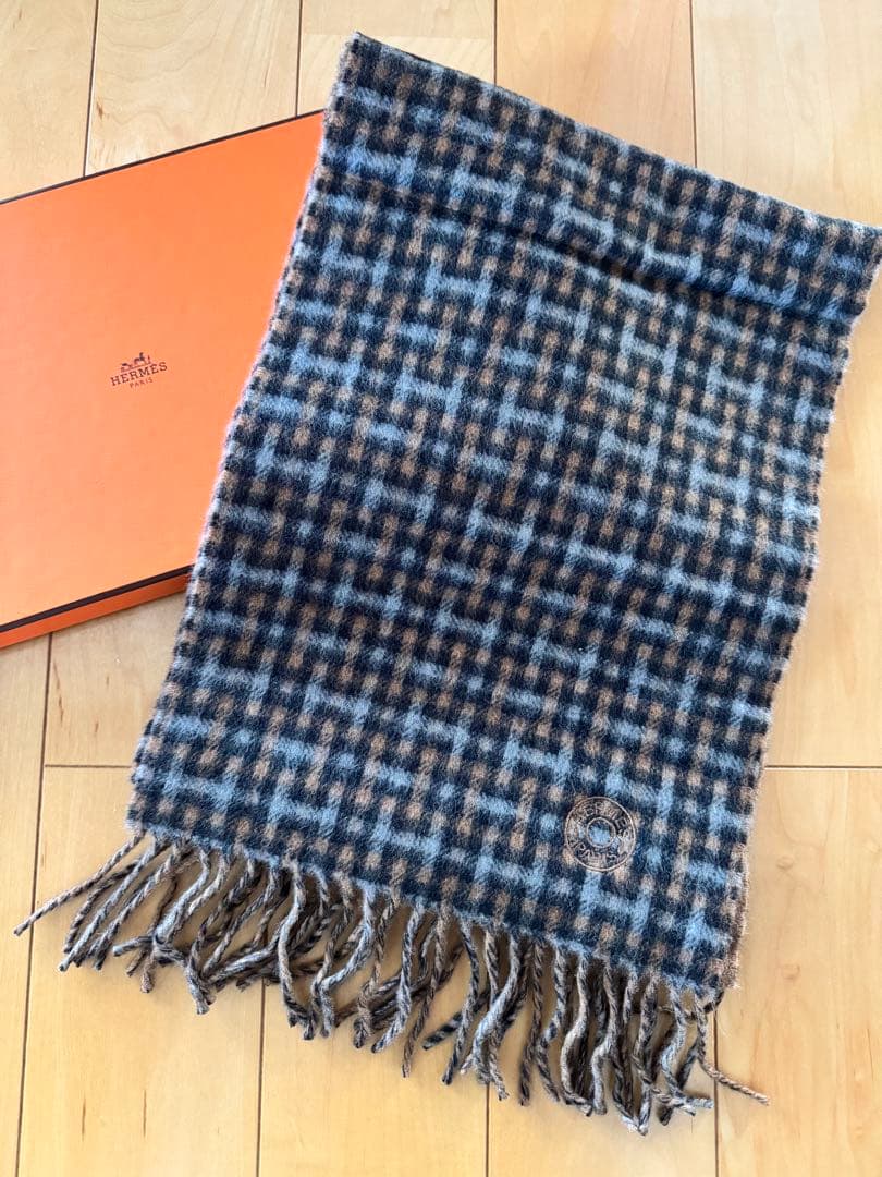 お値下げ【新品未使用】Hermès エルメス マフラー H柄 チェック フリンジ 楽天市場】エルメス マフラー メンズ レディース H柄 タータンチェック
