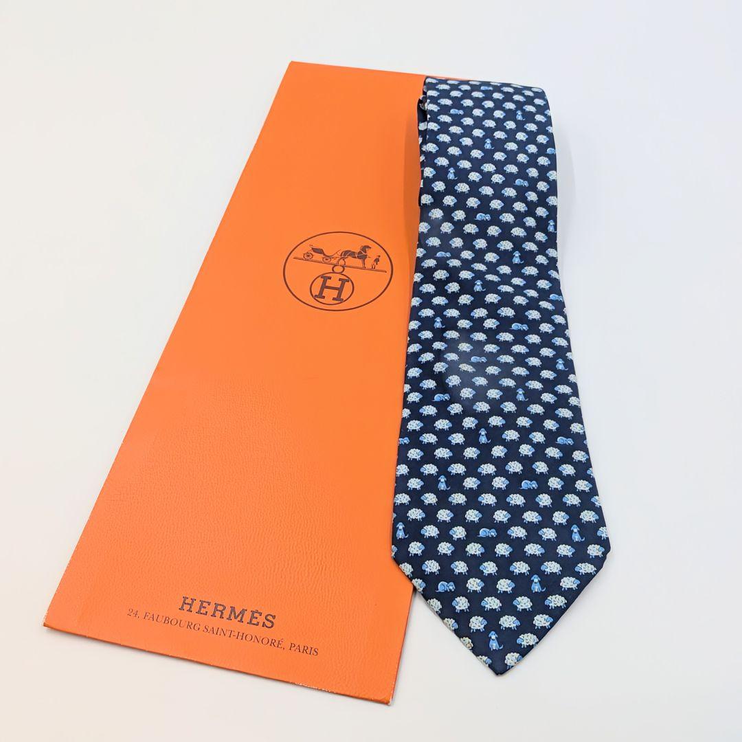 HERMES 犬や羊のモチーフ ネクタイ シルク100% - メルカリ