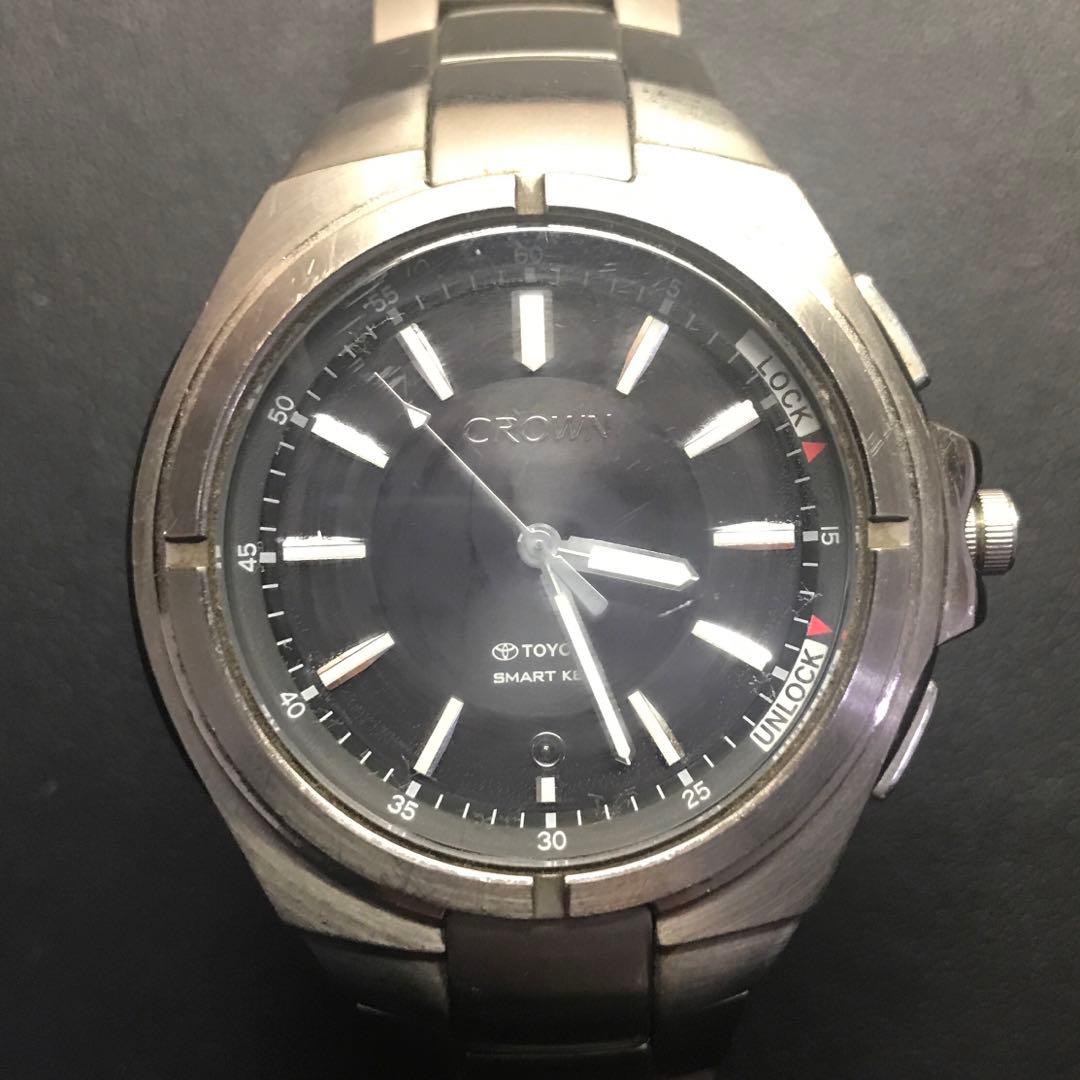 【希少品】TOYOTA CROWN スマートキー機能付き クォーツ腕時計 日本製 Yahoo!オークション -「トヨタクラウン 時計」(3針（時、分、秒