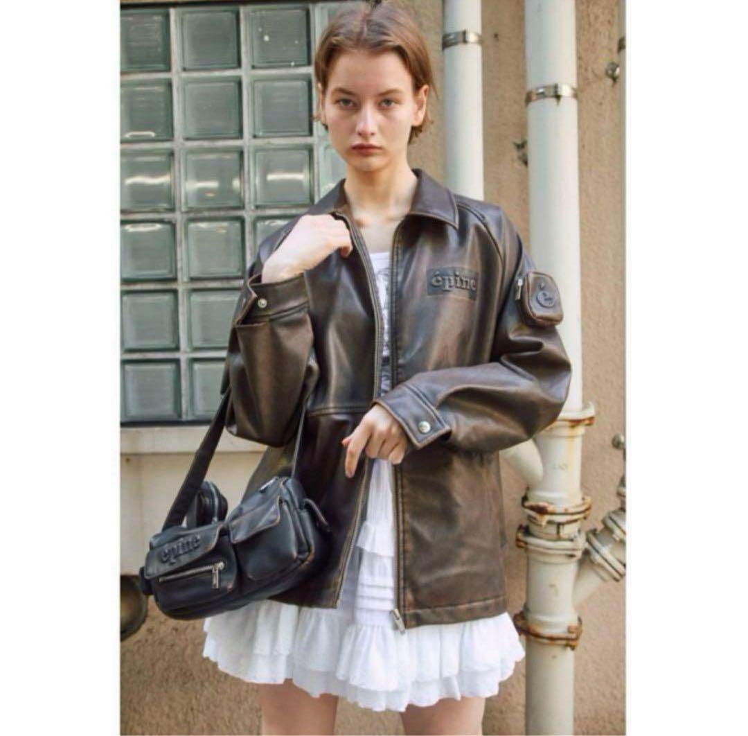 épine ブラウン レザージャケット epine（エピヌ）の「leather lady jacket（ライダースジャケット