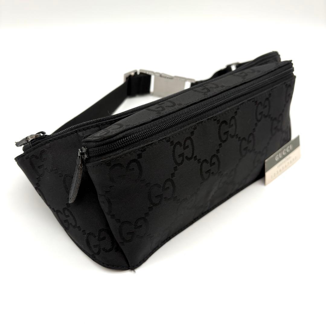 【使用感少】GUCCI グッチ ナイロン GG ウエストバッグ ブラック グッチ GUCCI ラージベルトバッグ 804262 ブラック ナイロン メンズ