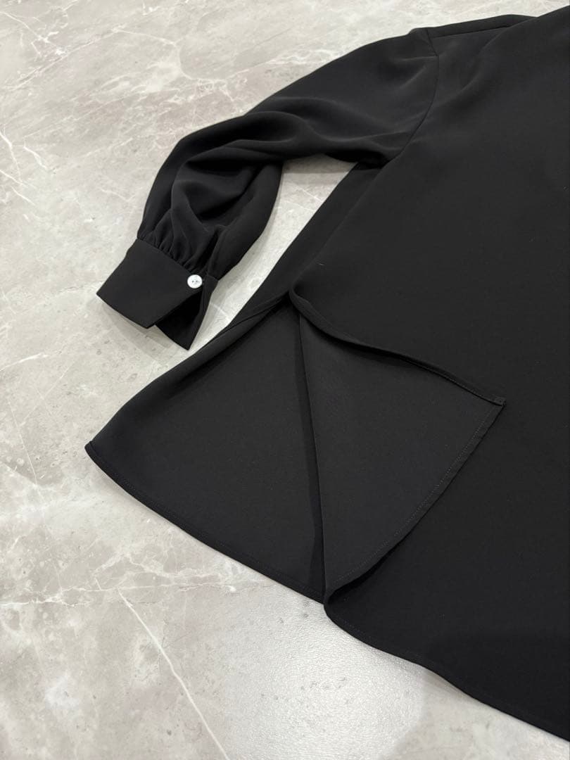 タグ付き未使用 ENFÖLD フリルカラー取り外し可ブラウス 黒 38