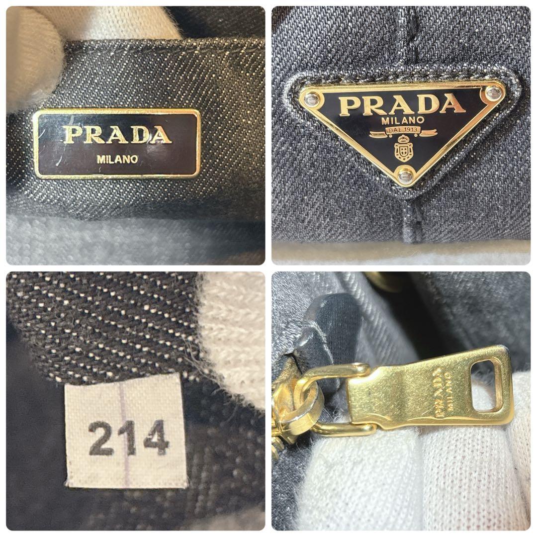 極美品】PRADA カナパ S 2way ショルダー付 デニム ブラック - メルカリ