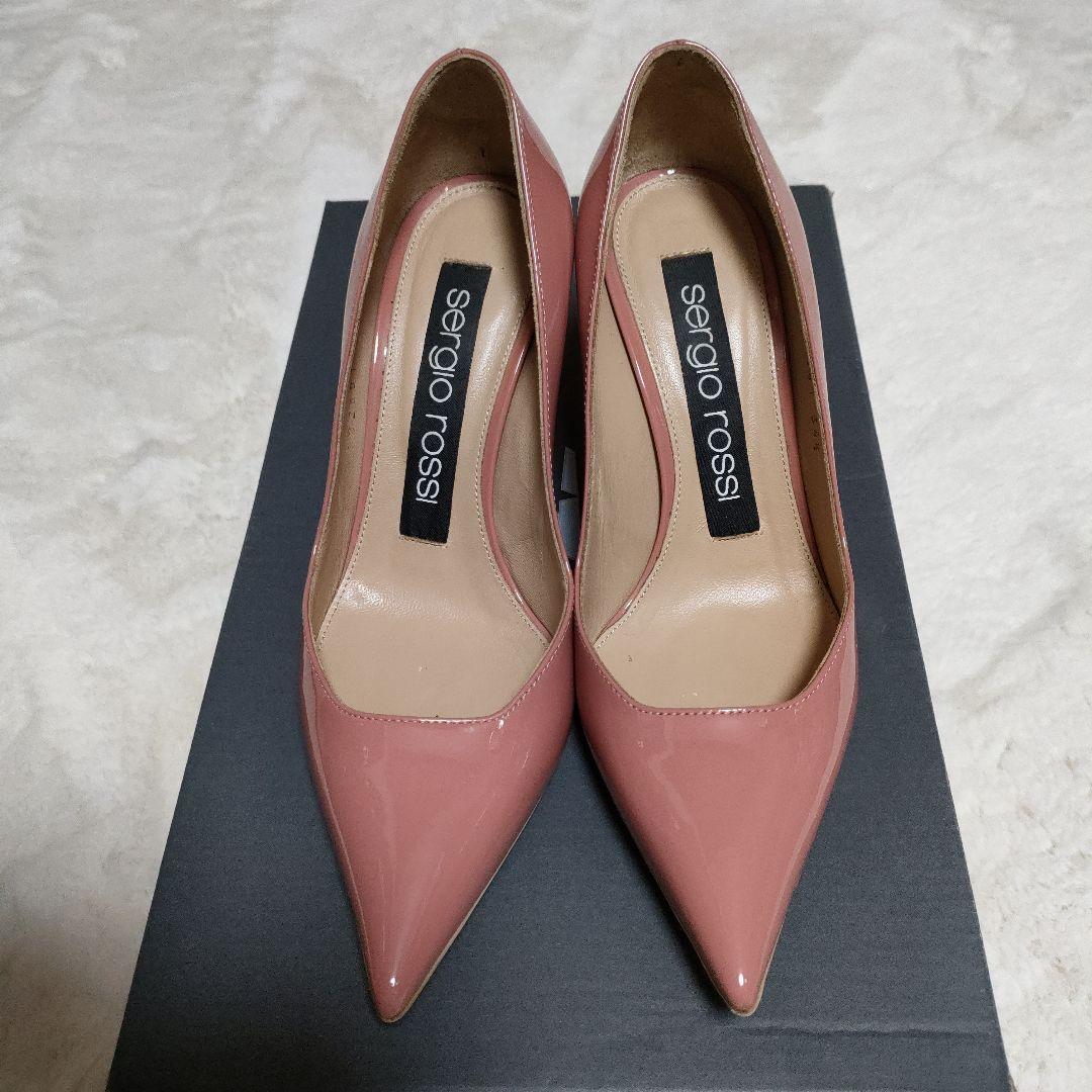 極美品✨️セルジオロッシ パンプス ピンク パテント エナメル 近年