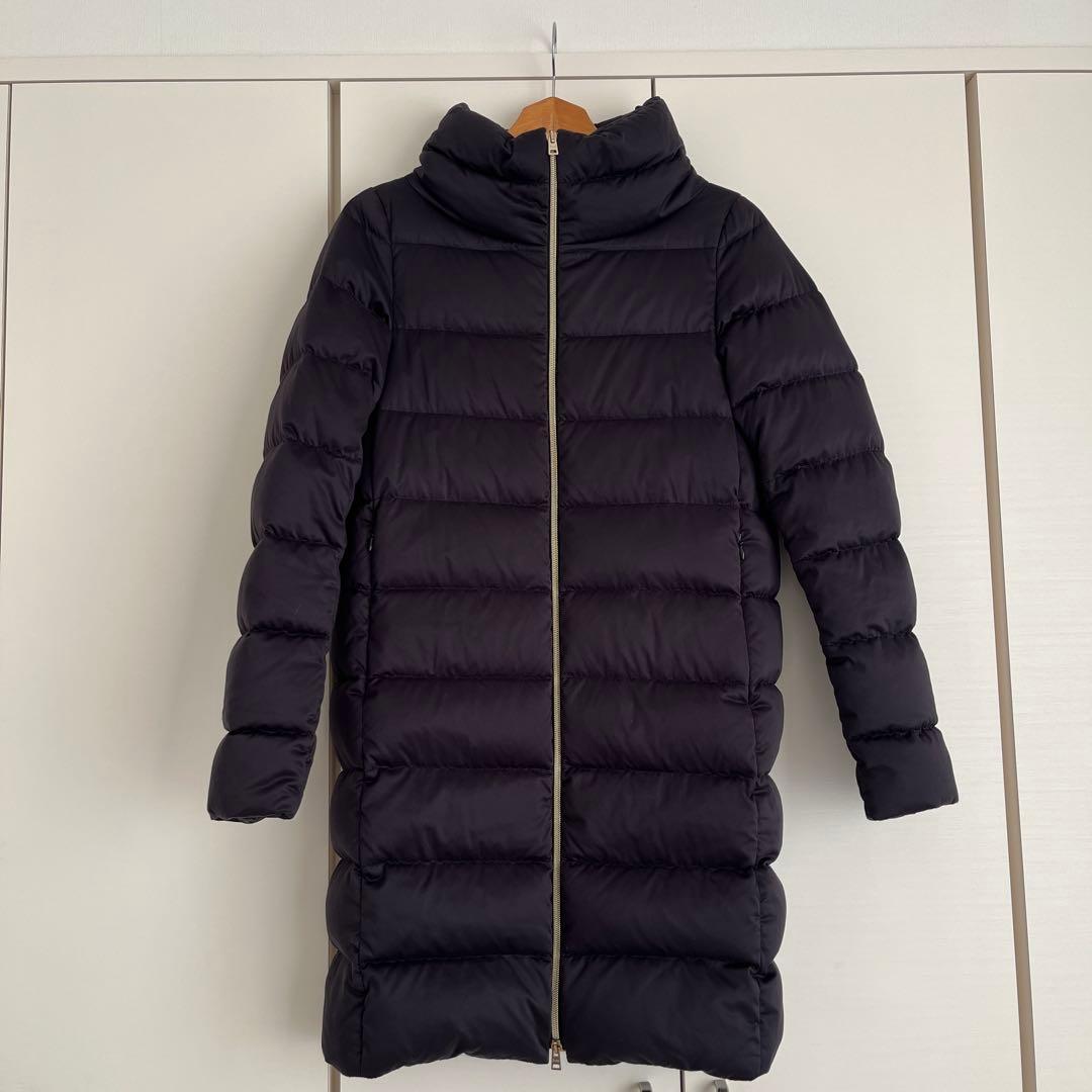 Herno ヘルノ　ダウンジャケット　ロング丈　38 ブラック　ミラノ直営店 HERNO（ヘルノ） A-Shape Fur Down Jacket ダウンジャケット Aシェイプ