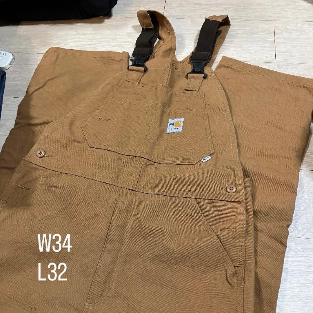 カーハート　FR ダックオーバーオール　W34×L32 Carhartt FR ビブオーバーオール ダック地 ダブルニー 紺 W34 | 古着屋 Uan