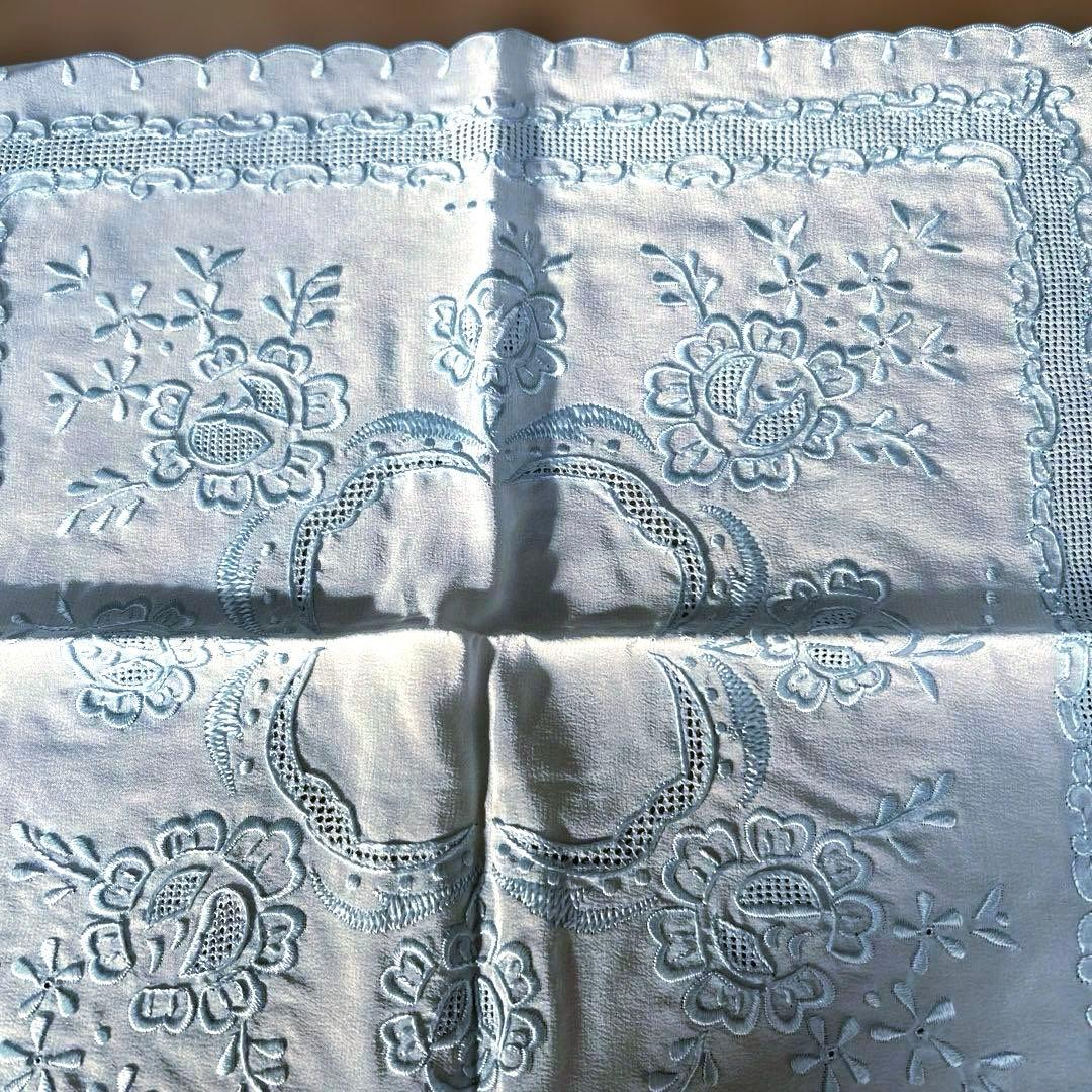 汕頭 スワトウ手刺繍 ブルー ハンカチーフ高級 中国伝統工芸 - メルカリ