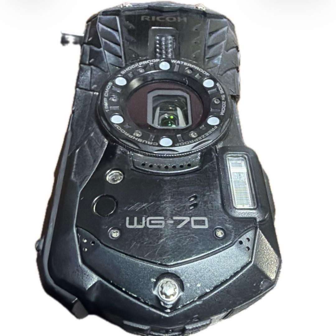 ジャンク品】RICOH リコー WG-70 ブラック 液晶画面割れ コンデジ