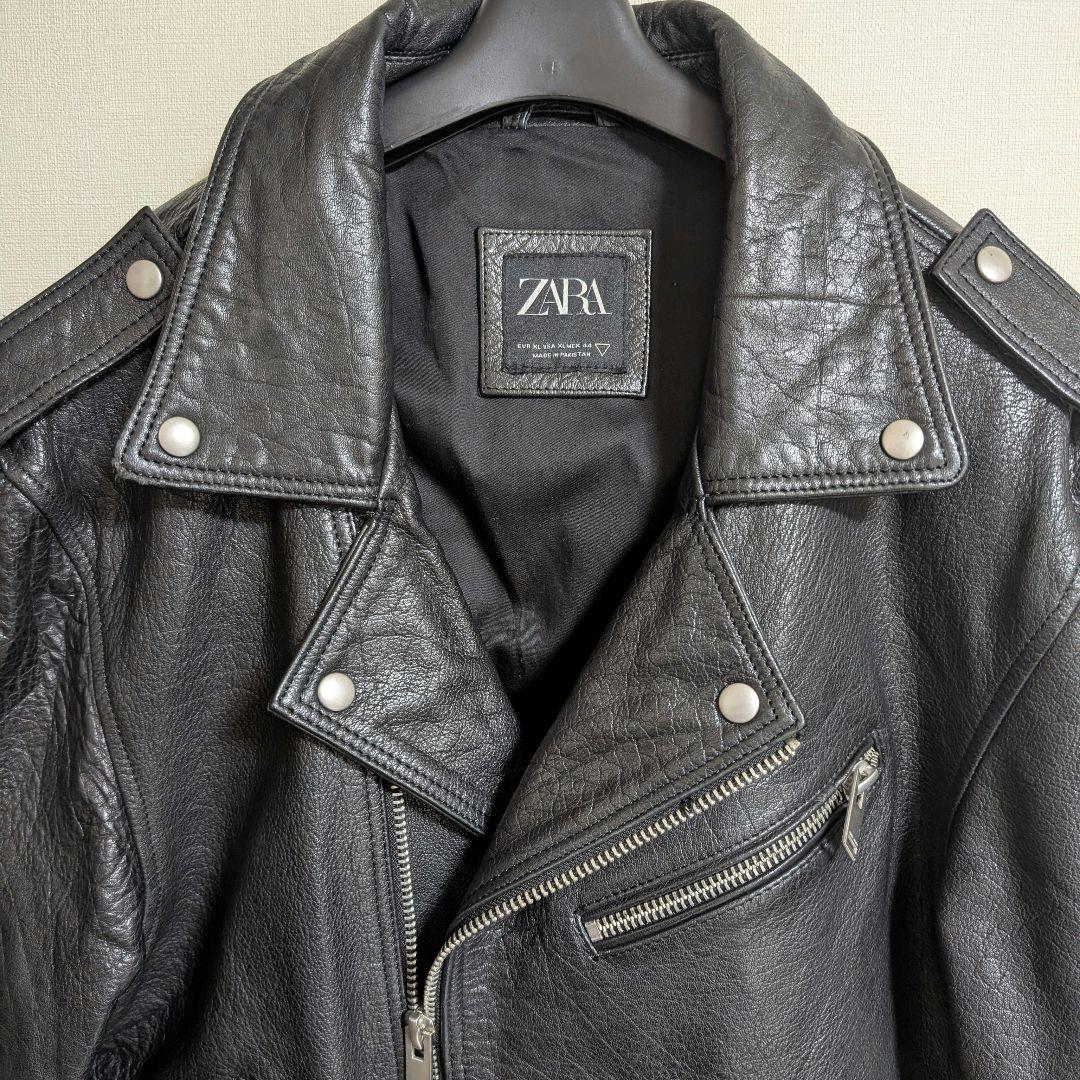 ZARA ザラ 水牛革 シボ革リアルレザー ライダースジャケット XL 大きい